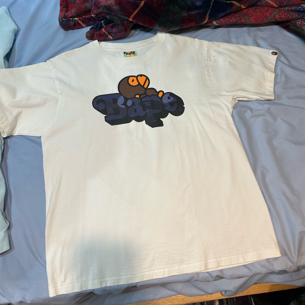 Bape White Tee with Bold Graphic